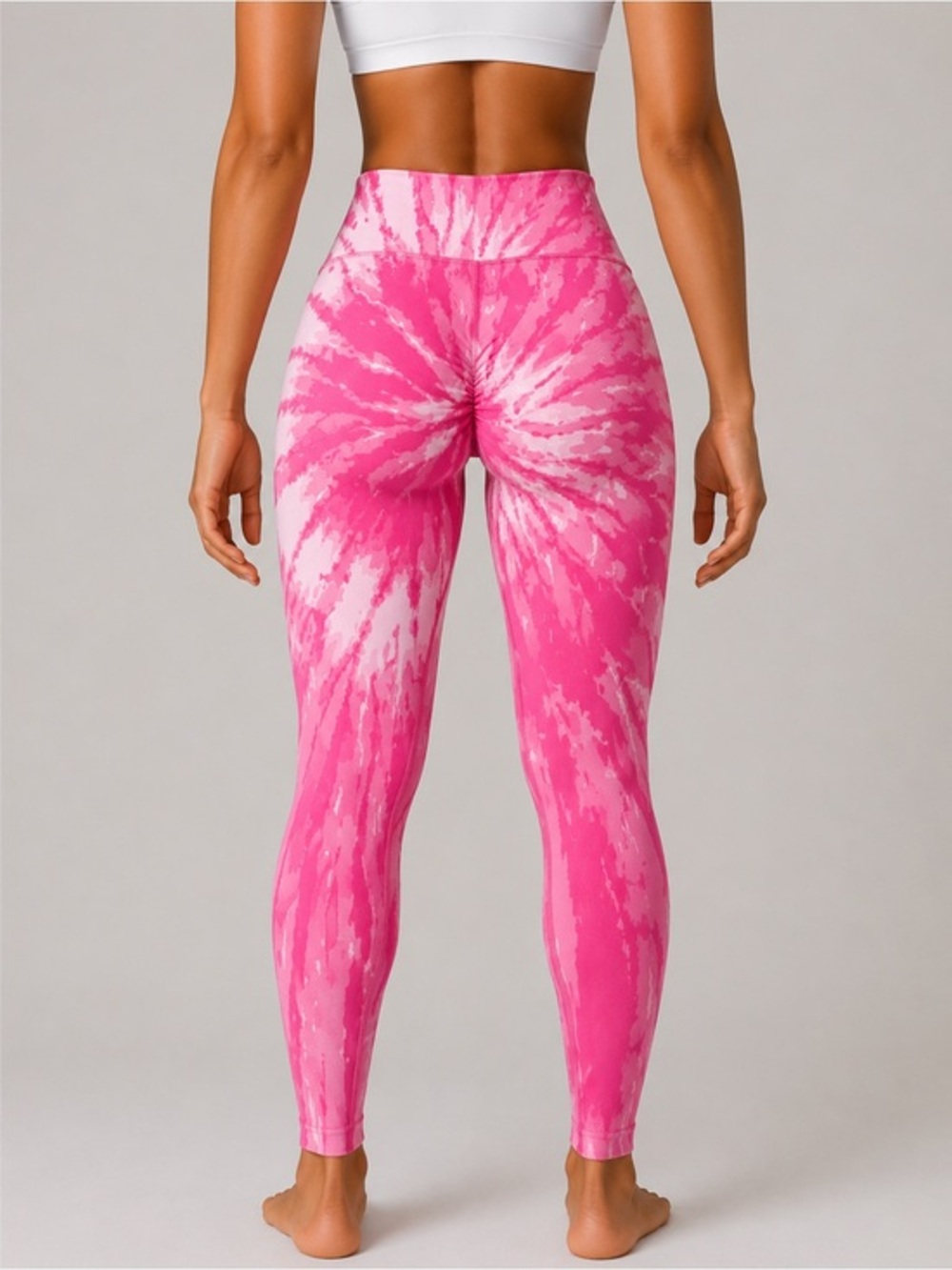 High-Rise Pink Tie-Dye Active Leggings